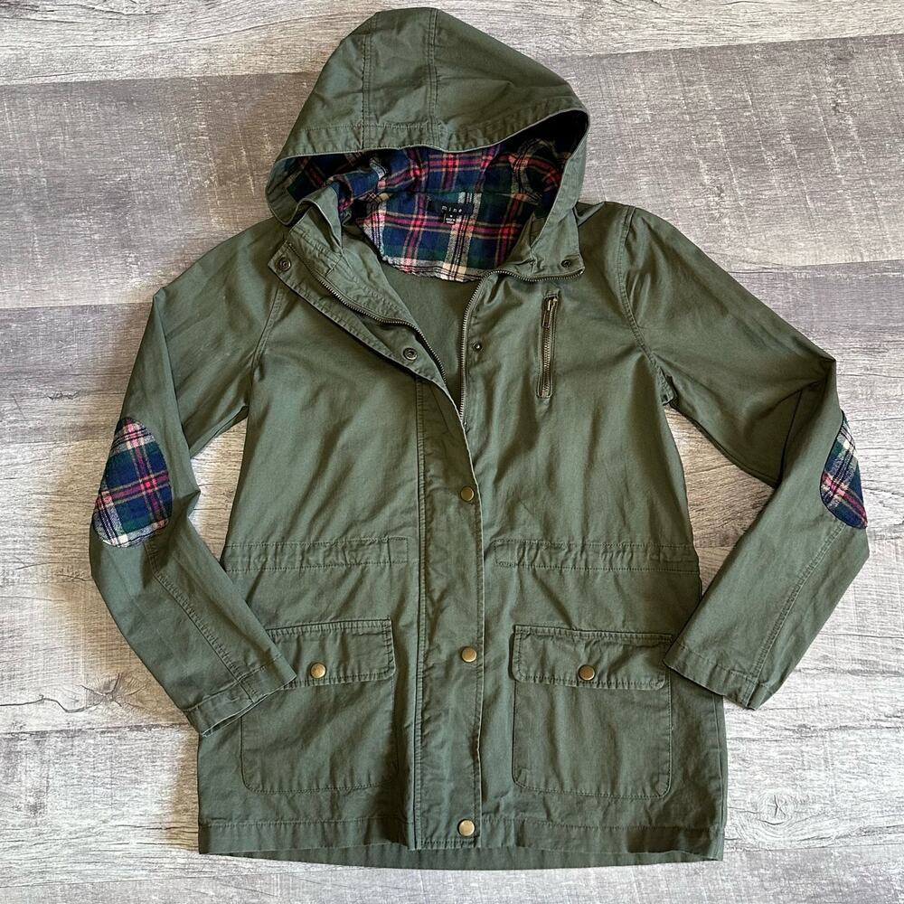 Mine Utility Jacket Womens S Army Green Full Zip Hooded Cinch Waist Military